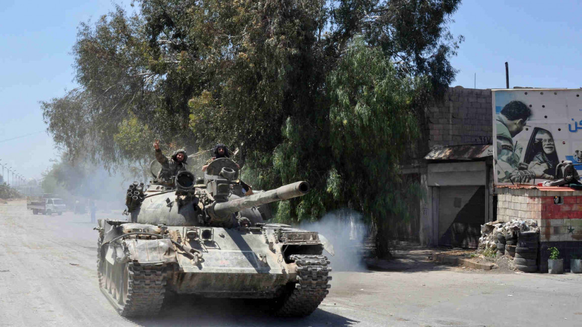 Syrian regime tank during offensive