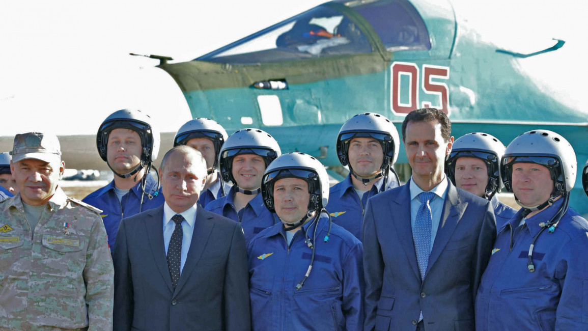 Assad with Russian air force pilots