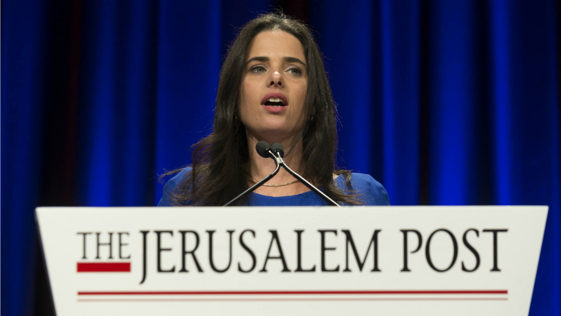 Israel's justice minister Ayelet Shaked speaks in New York