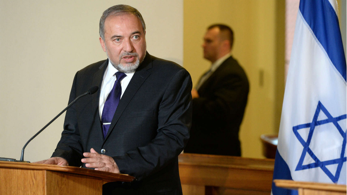Avigdor Lieberman at a press conference