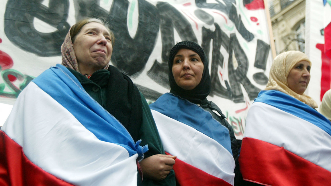 France headscarf protest GETTY