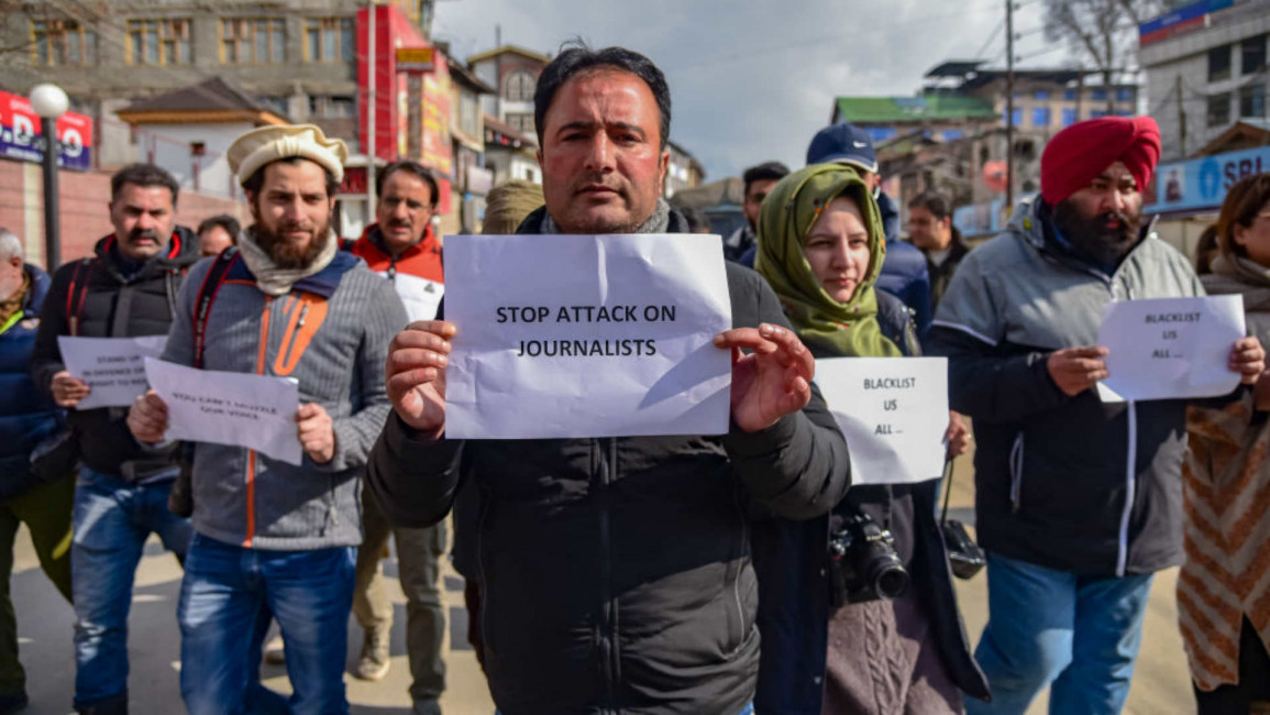 Kashmir journalists protest - Getty