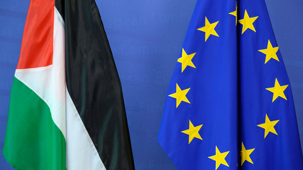 EU Palestine flags