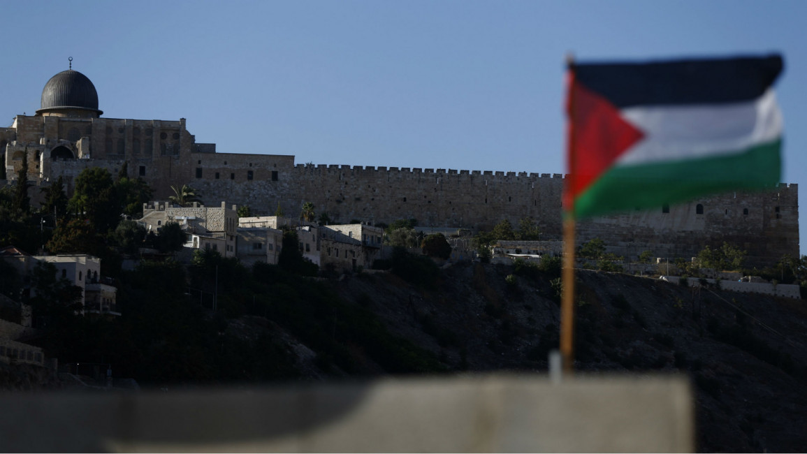 Silwan Jerusalem Palestine flag - AFP