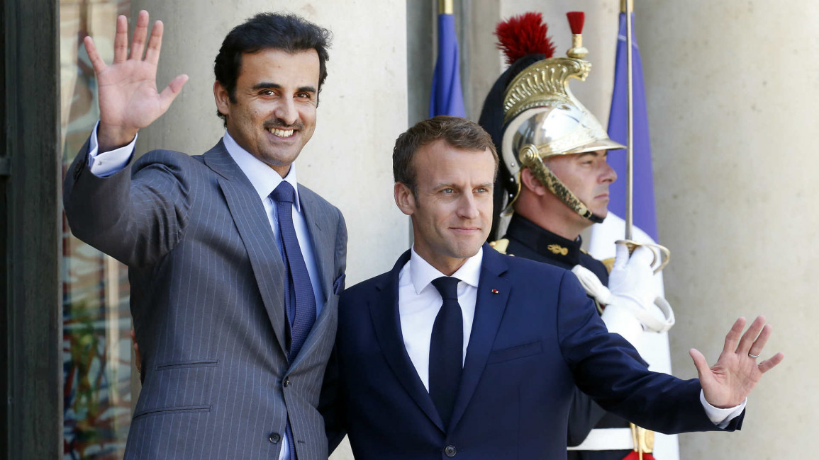 Sheikh Tamim al Thani and Macron Paris - Getty