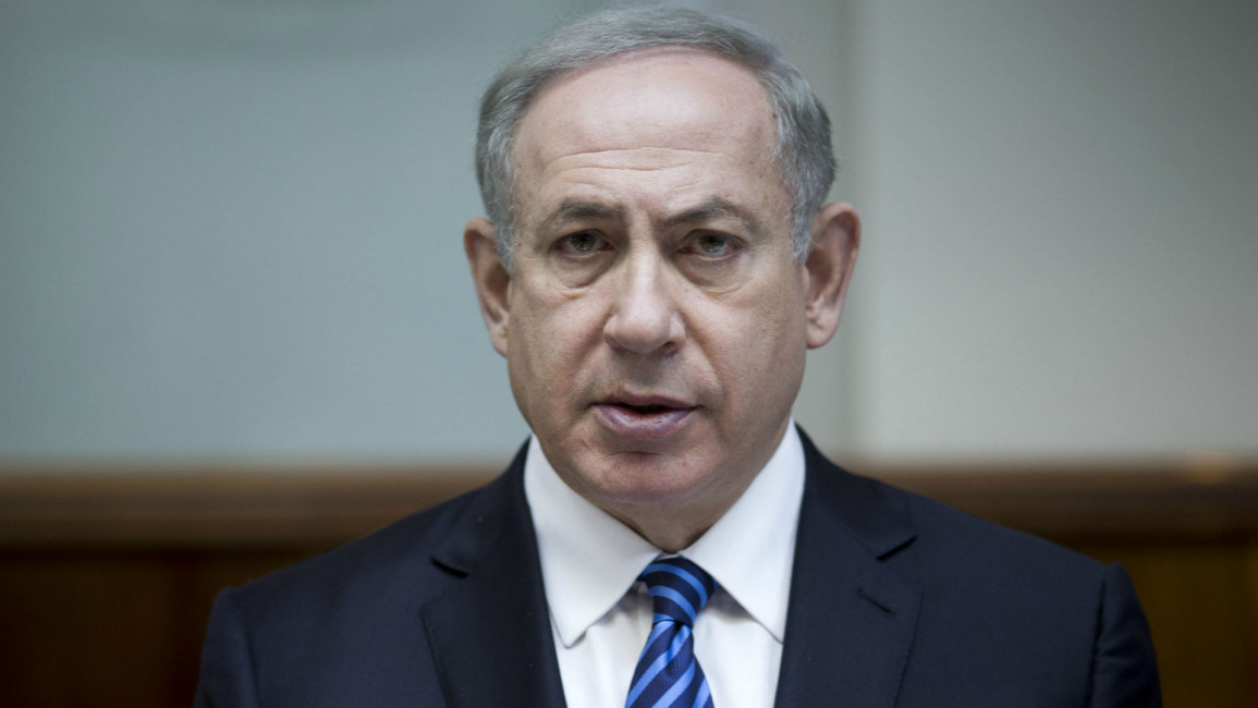 Netanyahu at a weekly cabinet meeting in Jerusalem
