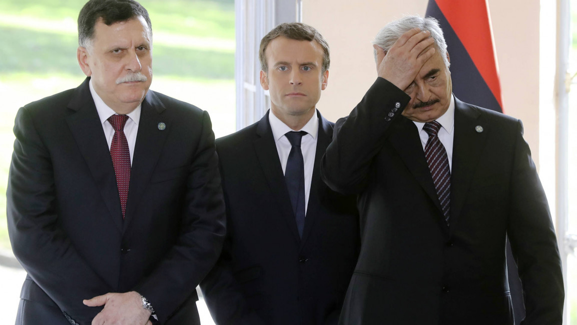 Haftar, al-Sarraj and Macron