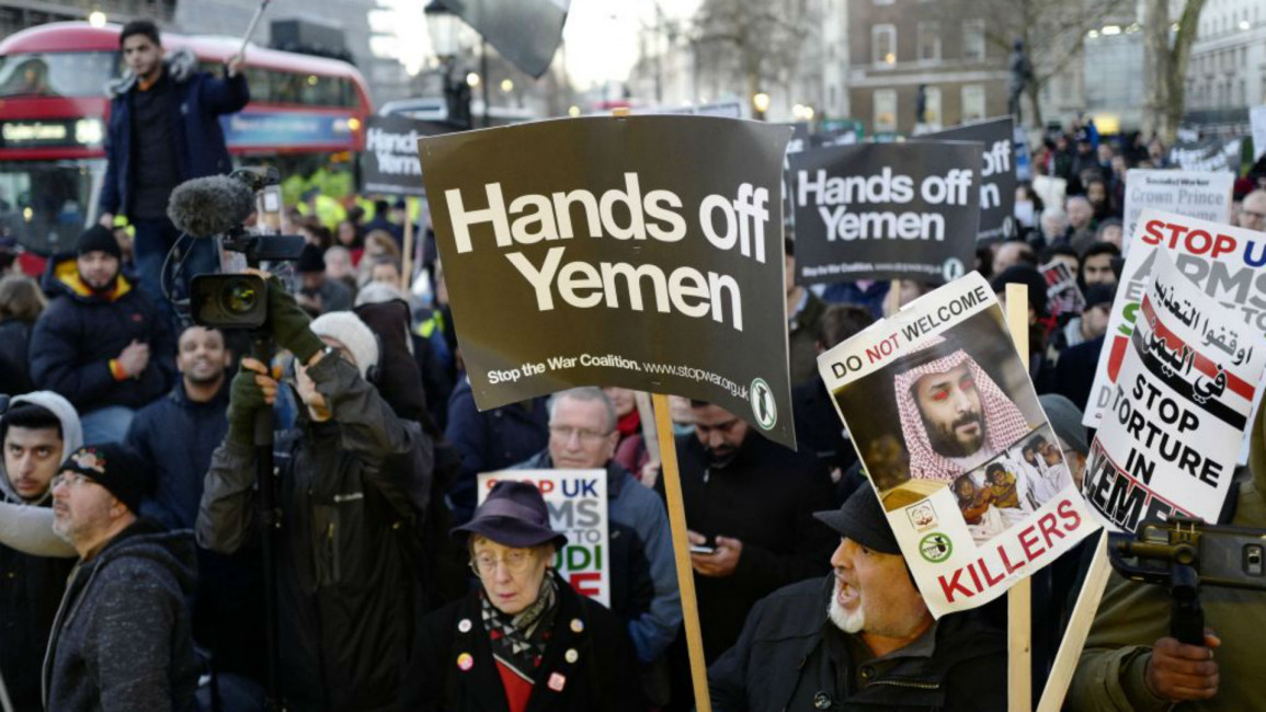 Arms sales protest Saudi UK - AFP