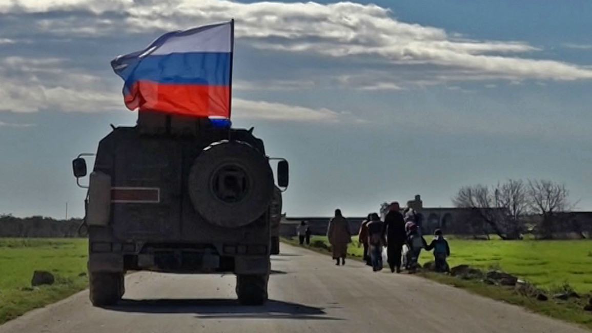 Russian army vehicle near Manbij, Jan. 2019