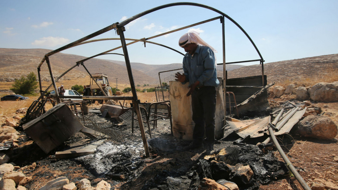 tent torched arson attack west bank jewish settlers afp