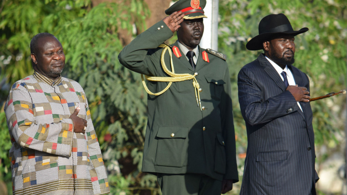 South Sudan rival leaders - AFP