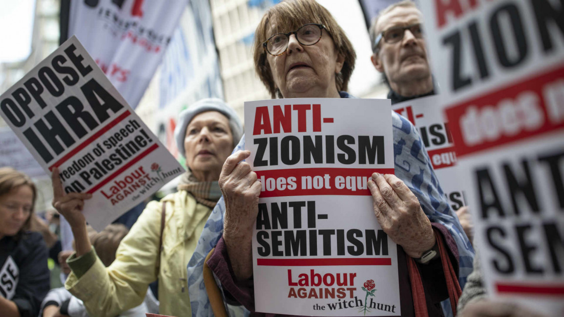 Labour anti-semitism protest London Getty