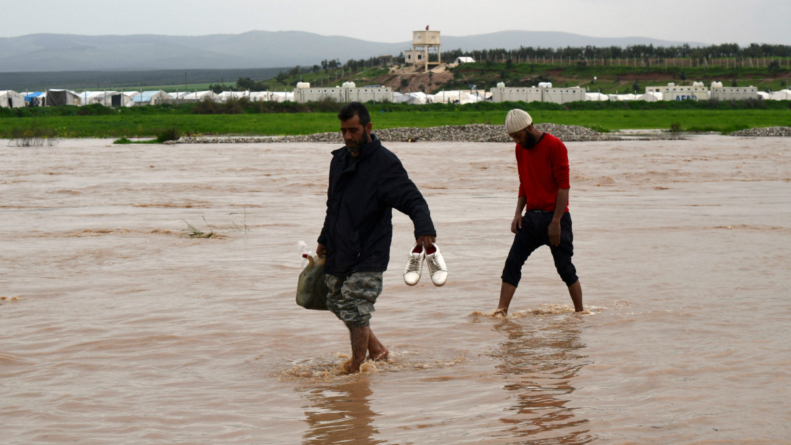 Syria camp floods -- AFP