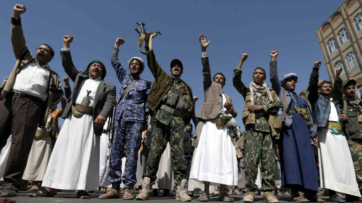 Houthis celebrate missile launch at Riyadh airport AFP