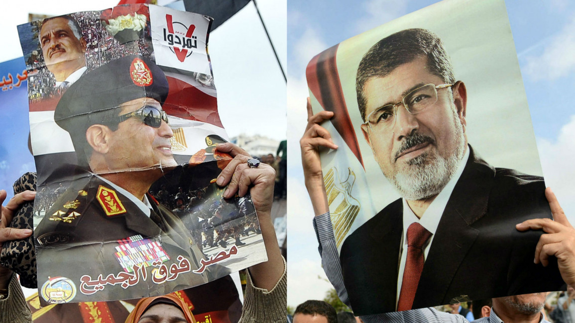 Abdel Fatah al-Sisi and Mohamad Morsi