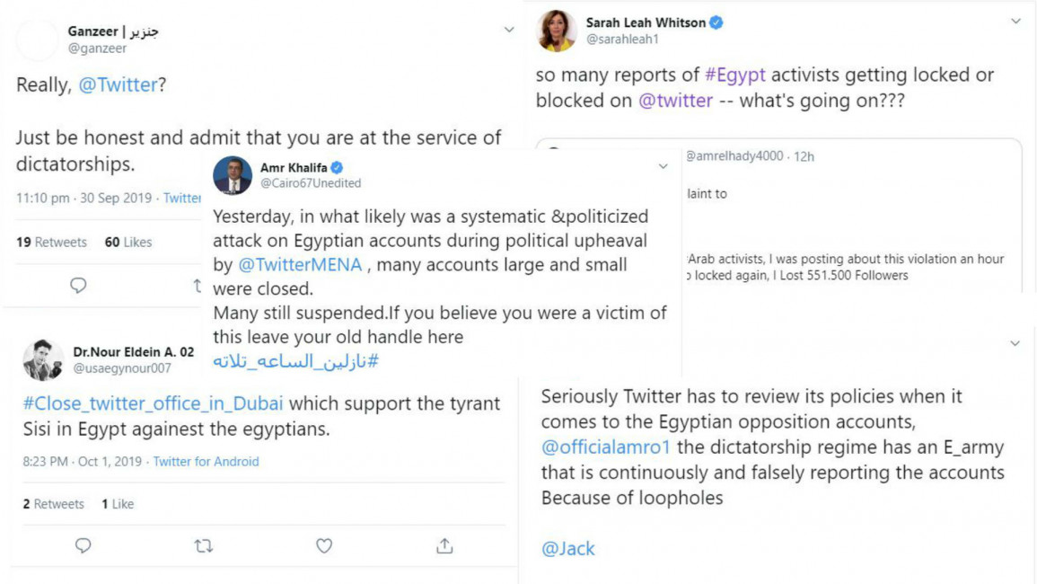 egypt twitter suspensions