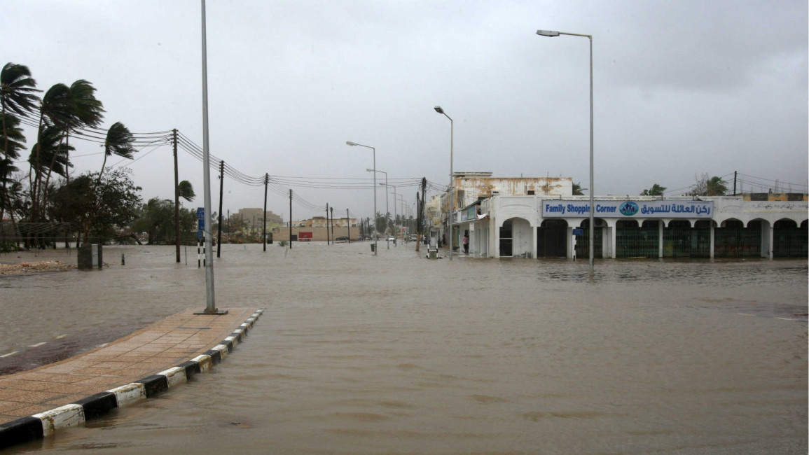 Flooded street in Salalah