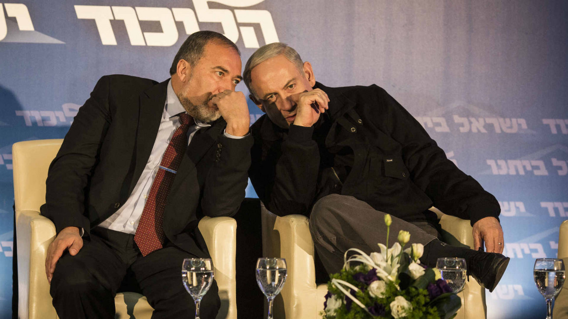 Defence minister Avigdor Lieberman with Netanyahu