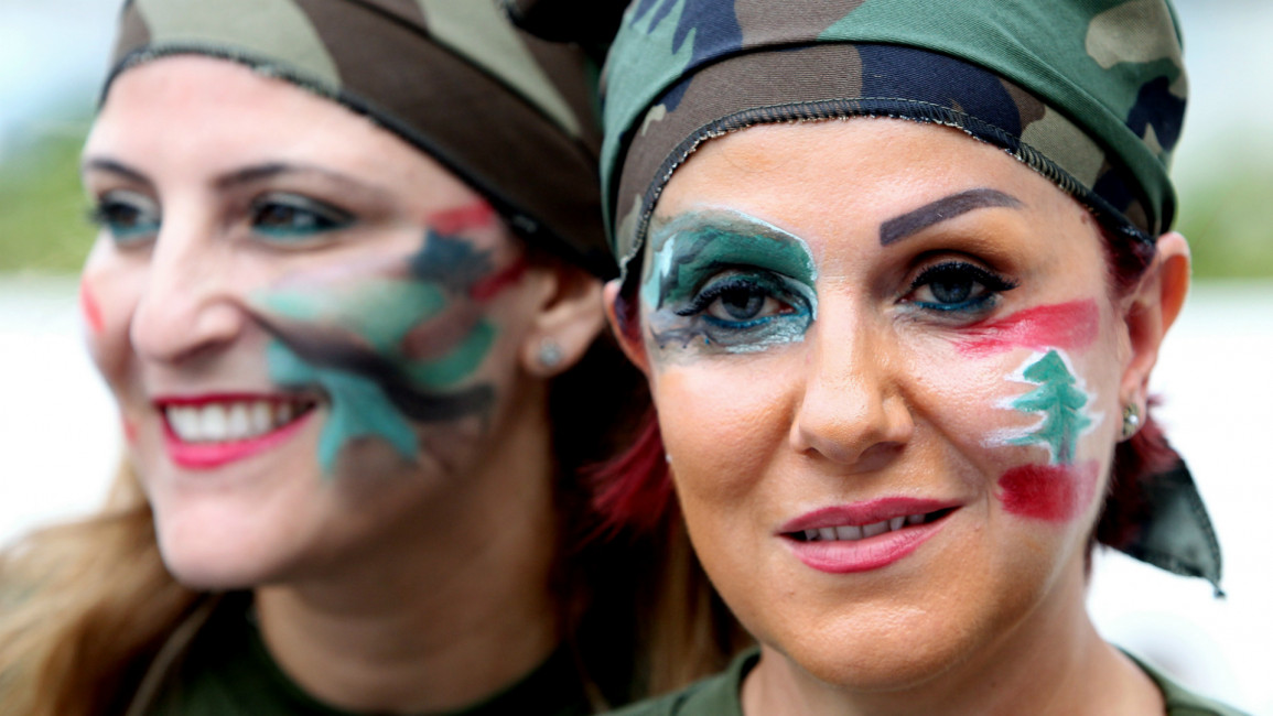 Lebanese women in military fatigue