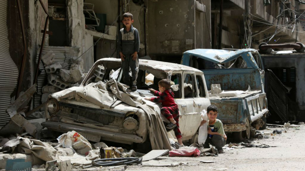 Syrian children Douma - AFP