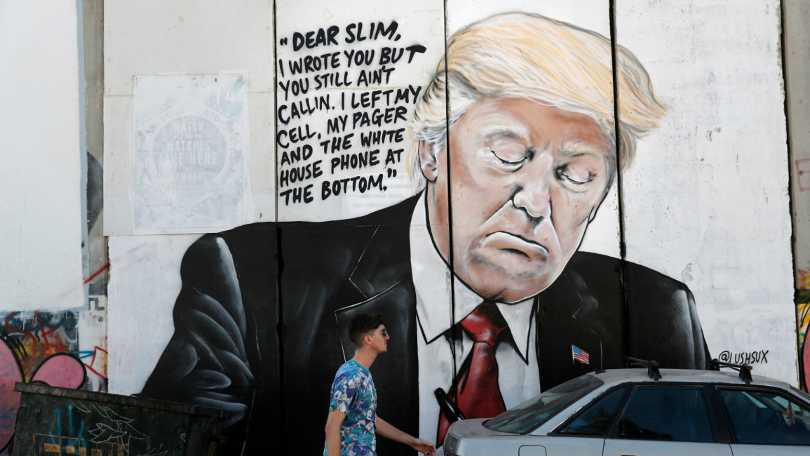west bank graffiti Trump [Getty[