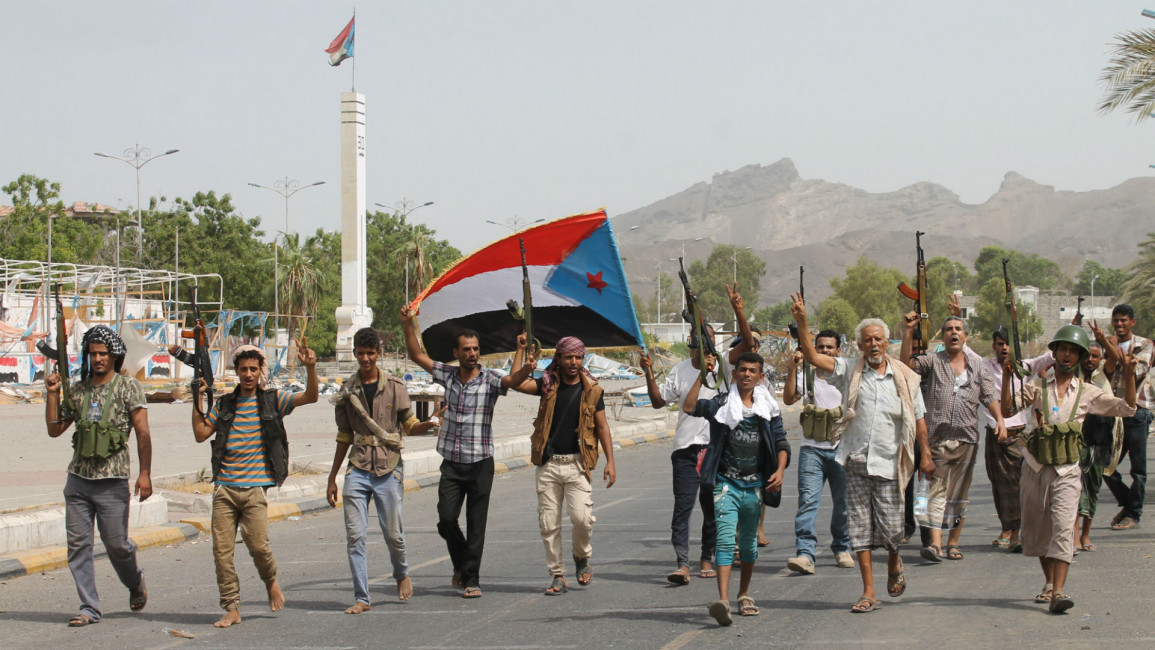yemen south aden fighters flag afp