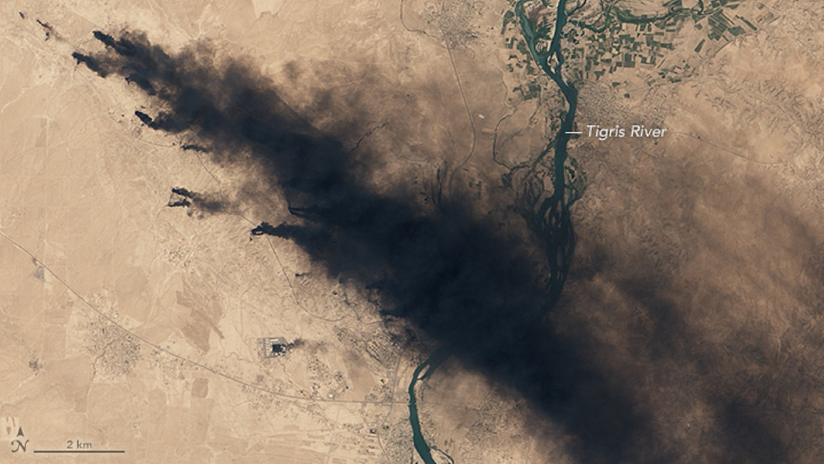 Iraq oil on fire - NASA