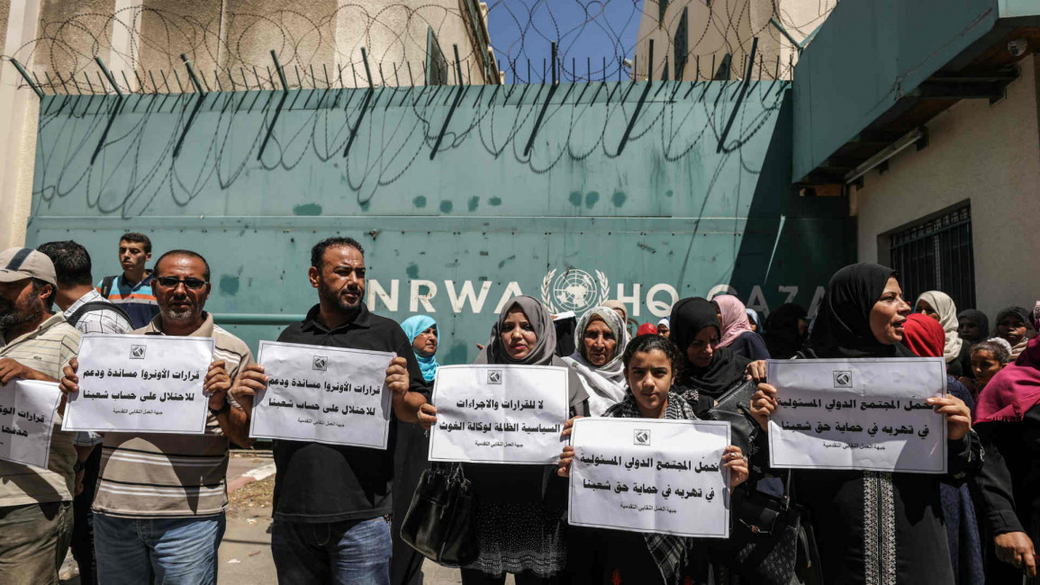 UNRWA protest gaza - getty