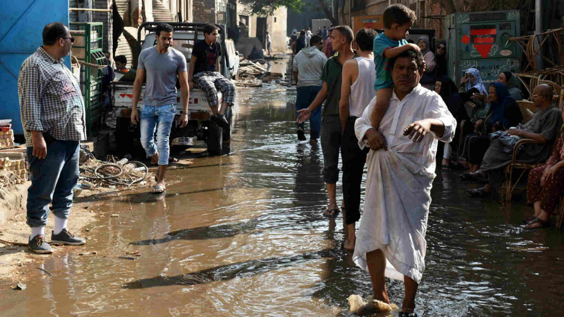 Flooded Cairo street after bomb attack