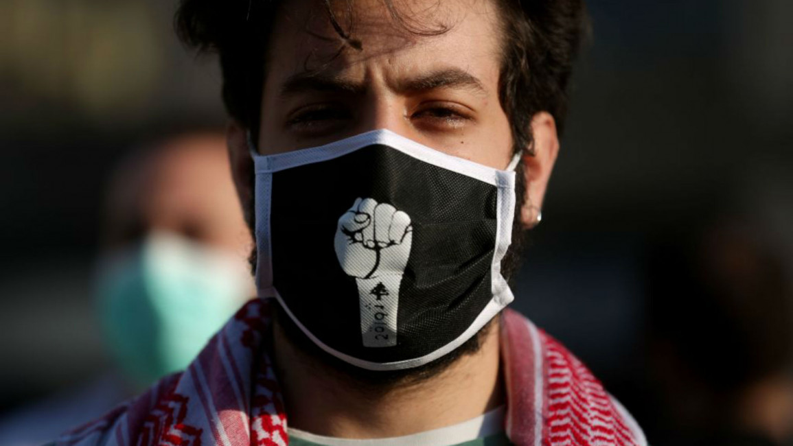 Lebanon protester coronavirus - AFP