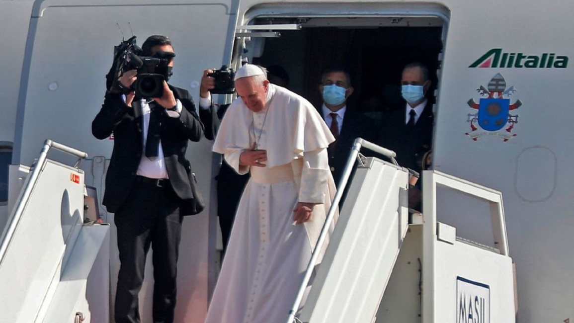 Pope Francis leaving from Iraq [GETTY]