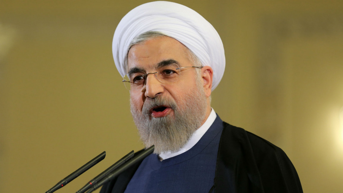 Iran's president Hassan Rouhani at Tehran press conference