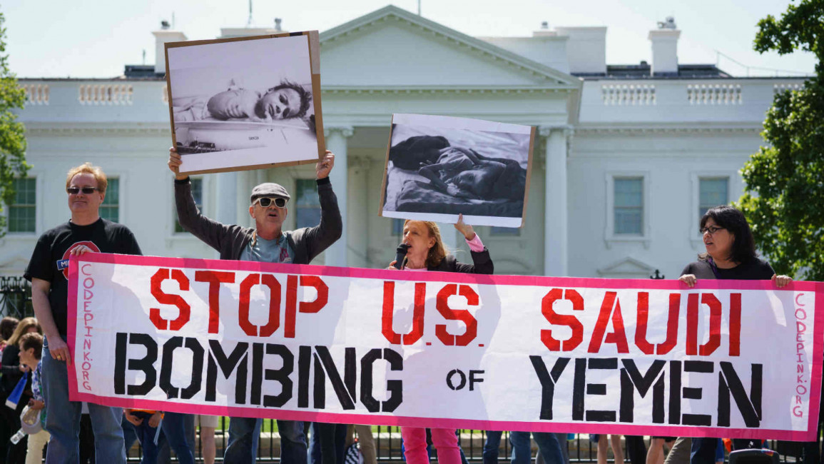 Washington protest Saudi Yemen bombing - Getty