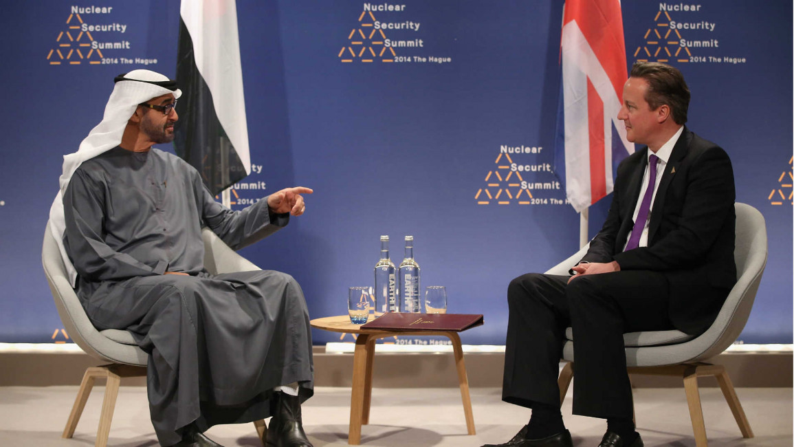 UAE crown prince and David  Cameron at summit