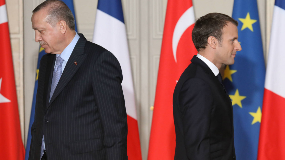Macron and Erdogan during a press conference
