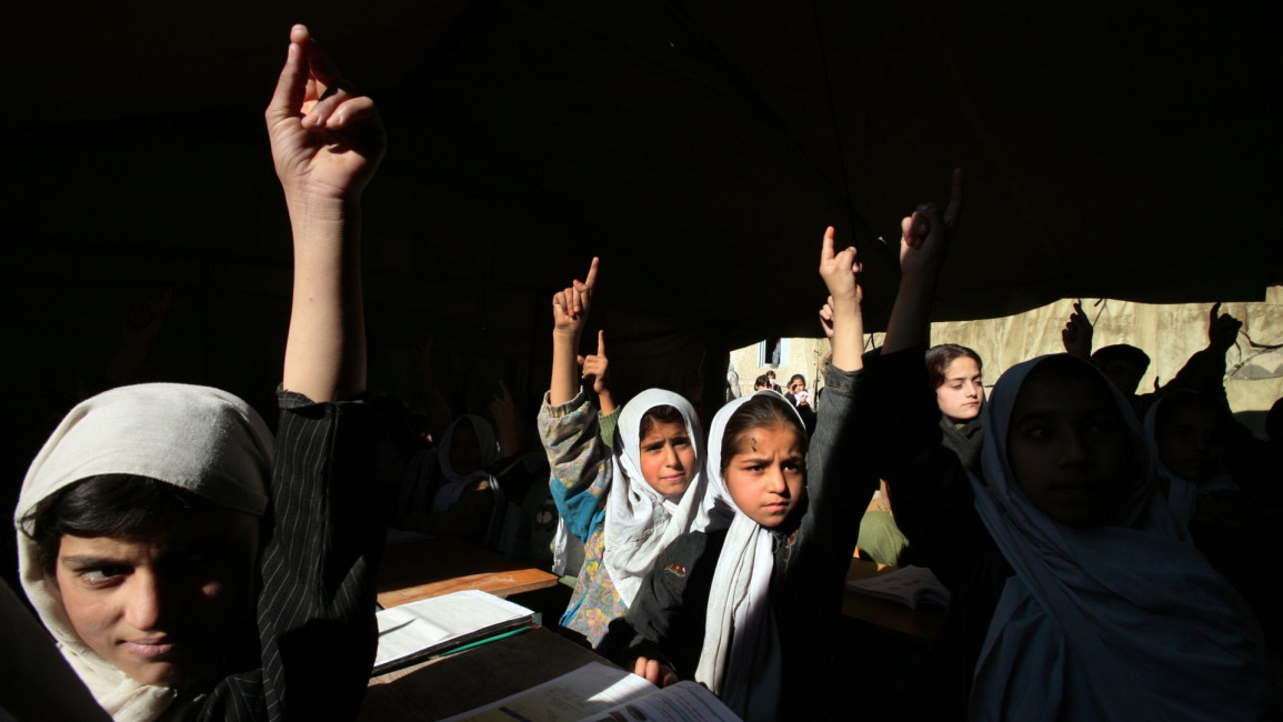 Afghan girls at school in Kabul. [Getty]