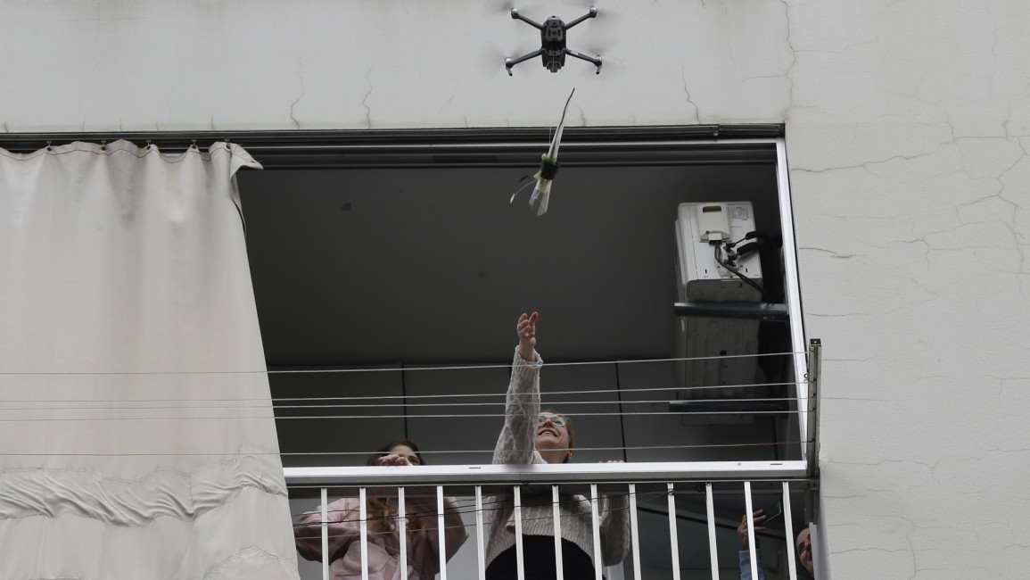 Lebanon drone roses -- AFP