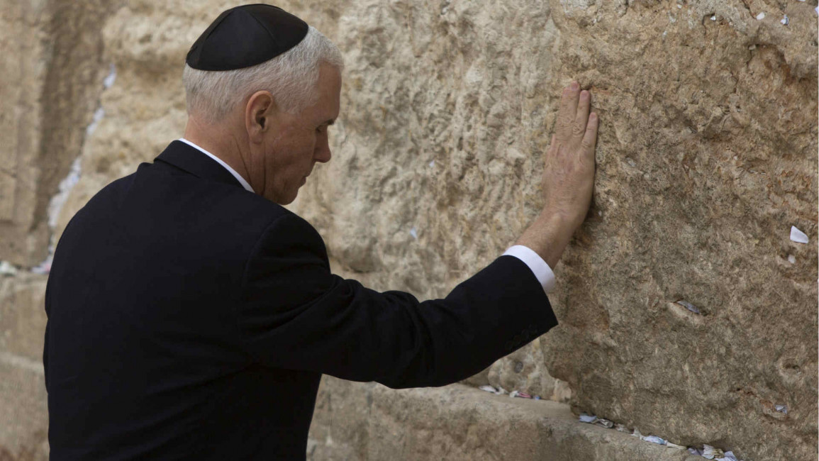 Mike Pence touching the Western Wall