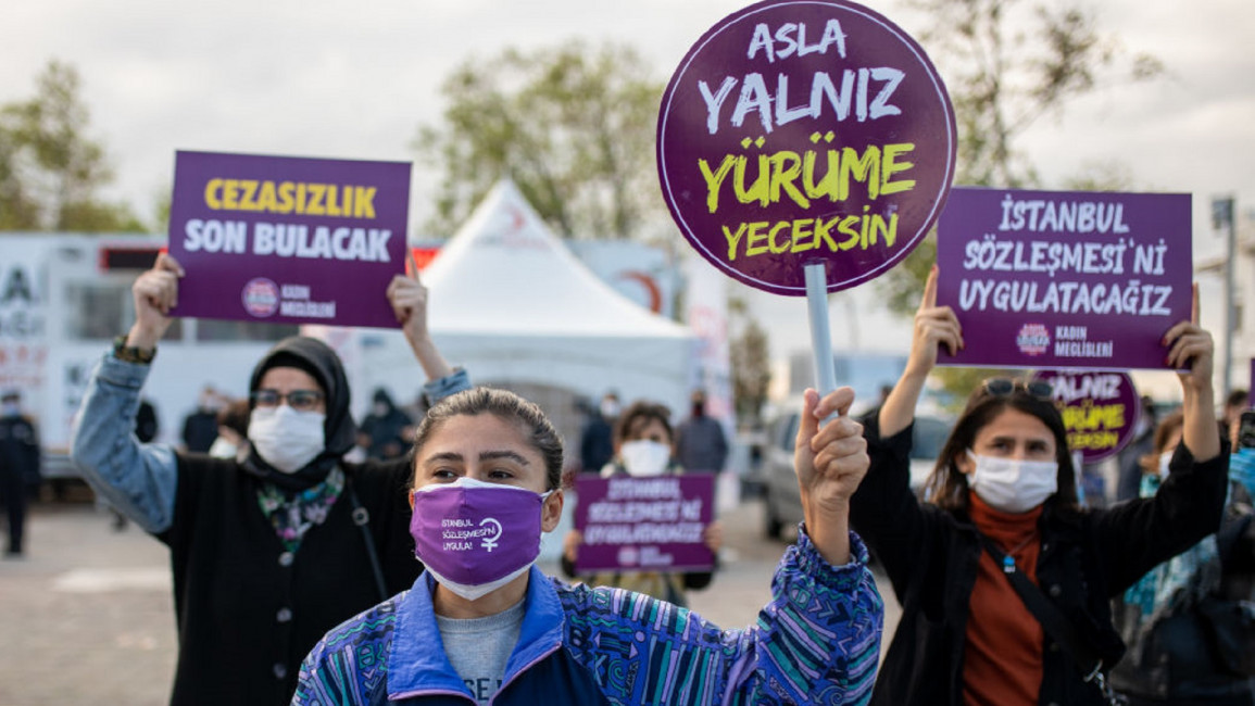 Protest against domestic violence in Turkey [GETTY]
