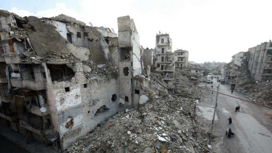 Aleppo rubble - AFP