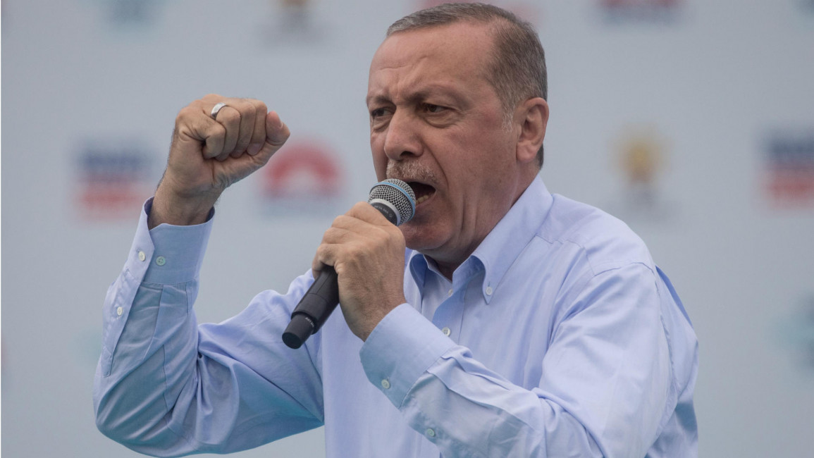 Erdogan at an election rally