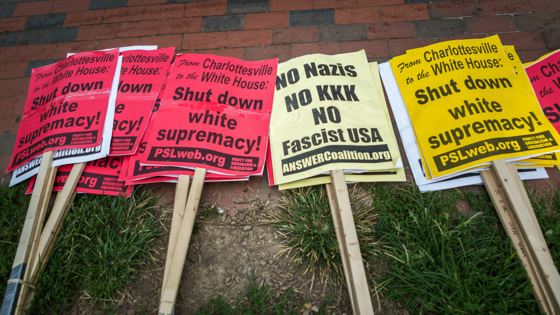 Charlottesville protest signs - getty