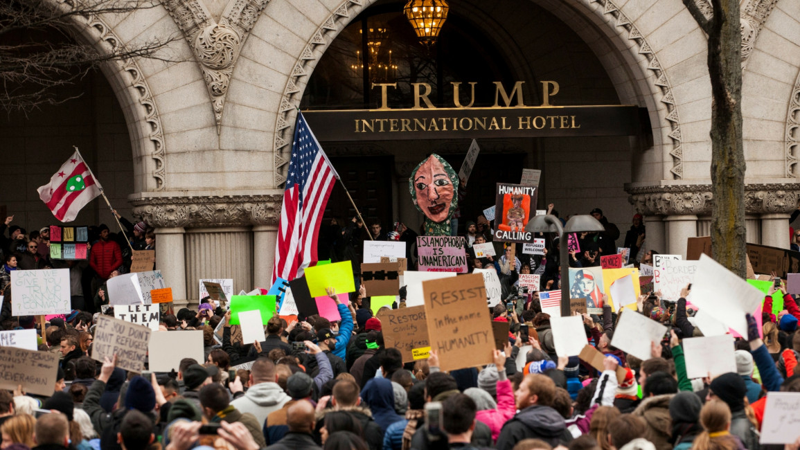 Trump hotel protests [Getty]