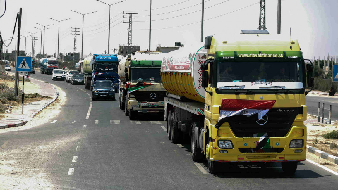 Oil trucks entering Gaza 