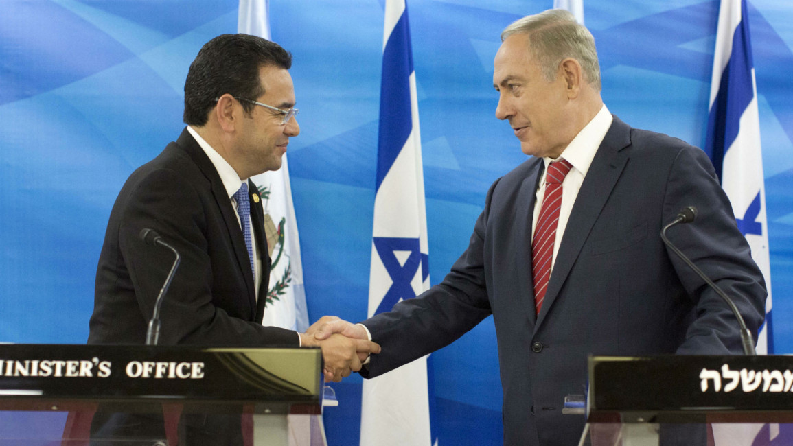 Guatemala Jimmy Morales president and Netanyahu [AFP]