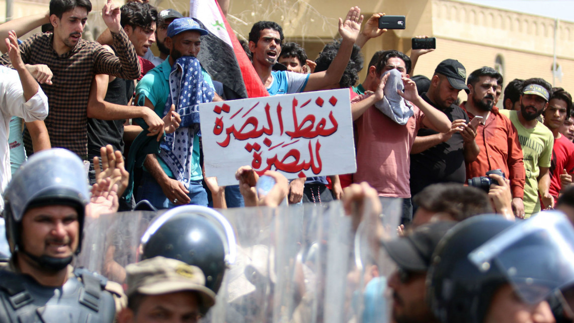 Basra protest sign - Getty