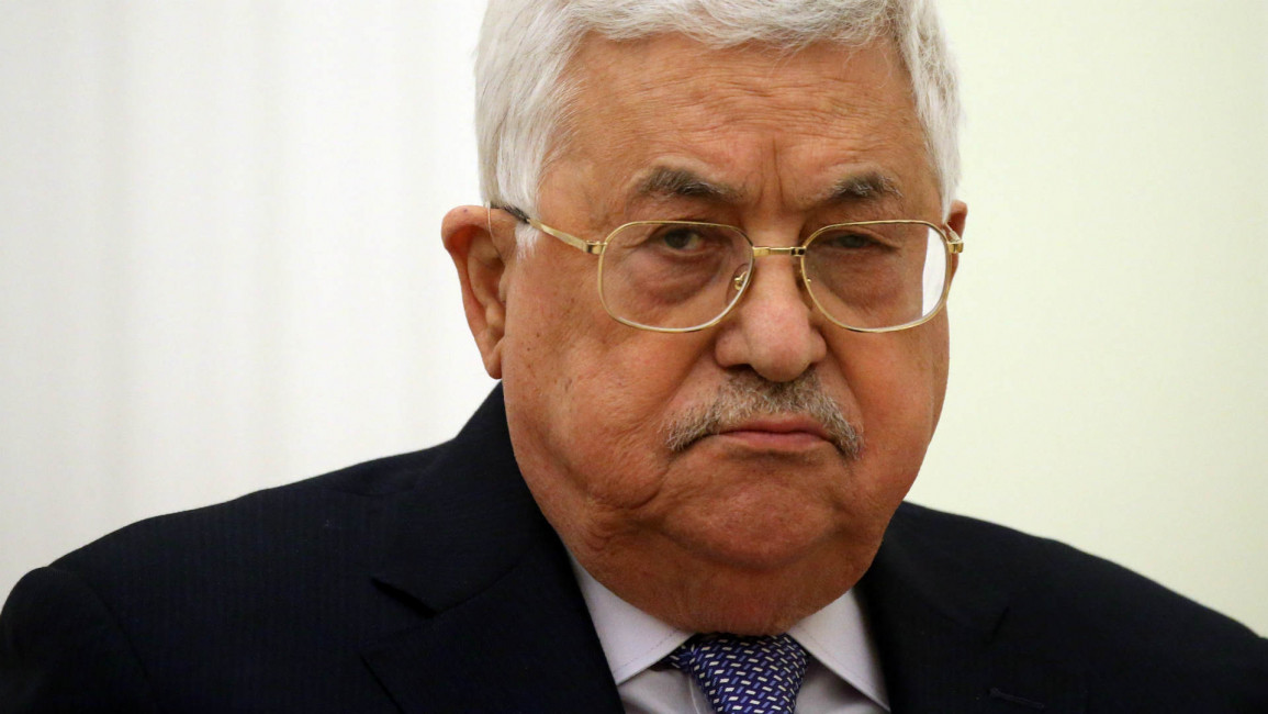 Mahmoud Abbas attends a meeting at the Kremlin