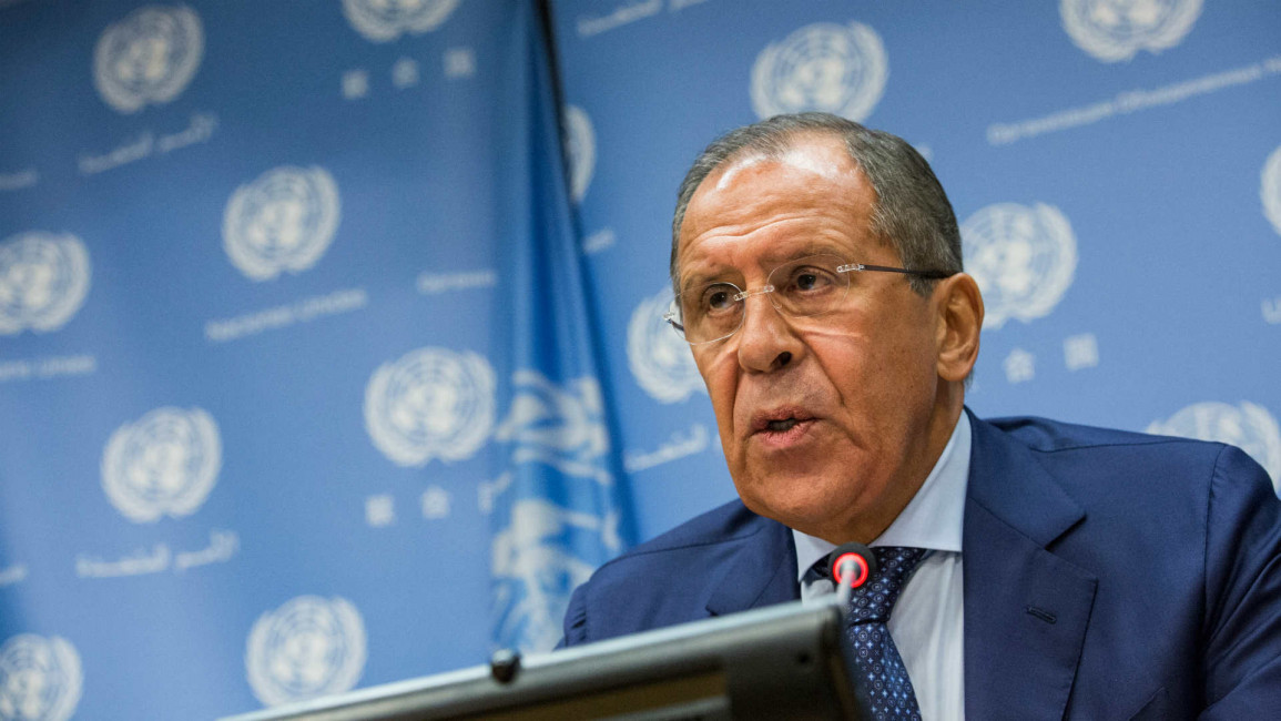 Lavrov at a UN press conference in New York