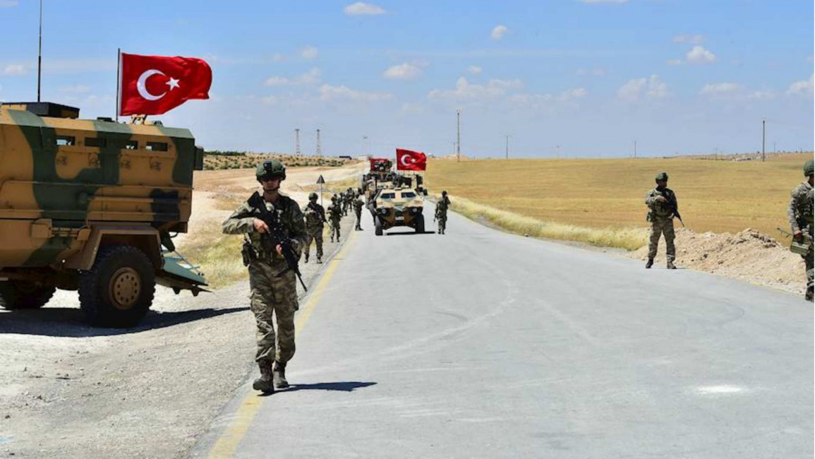 Turkish armed forces patrol Syria's Manbij area
