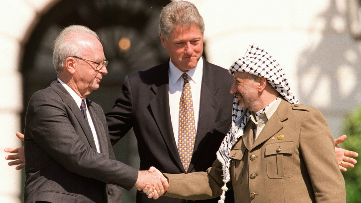 Clinton, Arafat, Rabin -- AFP